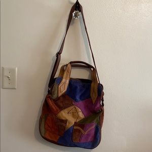 Lucky Brand suede and leather multicolor Hobo Bag